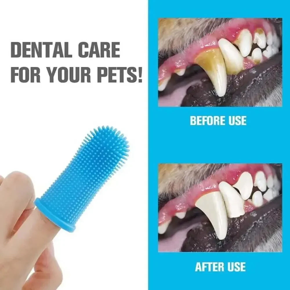 Dog Super Soft Pet Finger Toothbrush Teeth Cleaning Breath Care Nontoxic Silicon